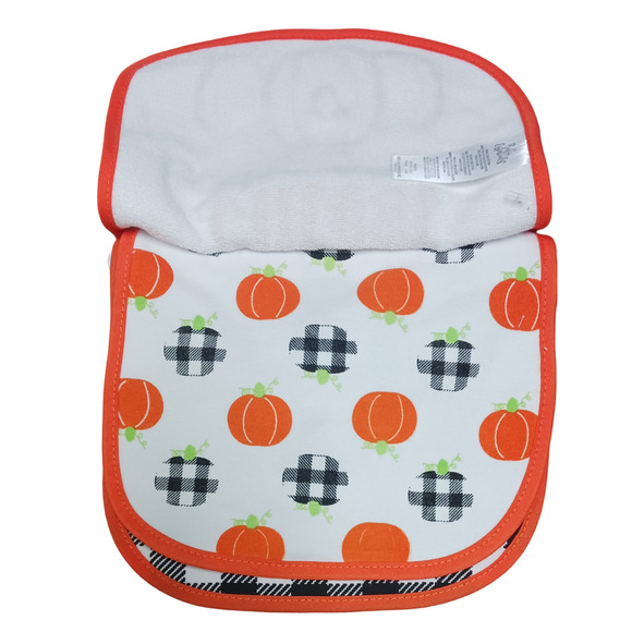 Baby Essentials Baby’s Cutest In The Patch Bibs Set of 3 Pumpkin Theme One Size - Picture 7 of 16